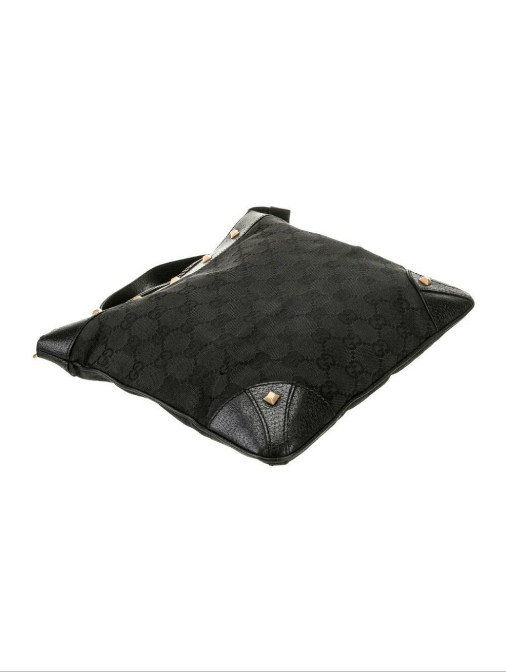 Black GG Monogram Shoulder Bag with Gold Stud Accents - Picture 9 of 16